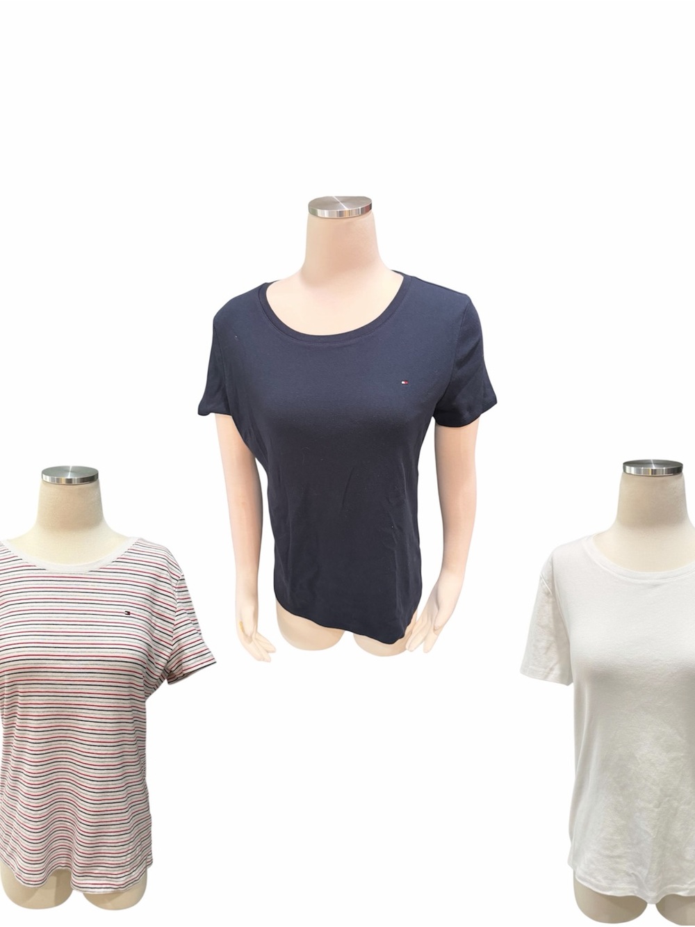 3 Tommy Hilfiger Navy Short Sleeve Crew Tees with Subtle Logo